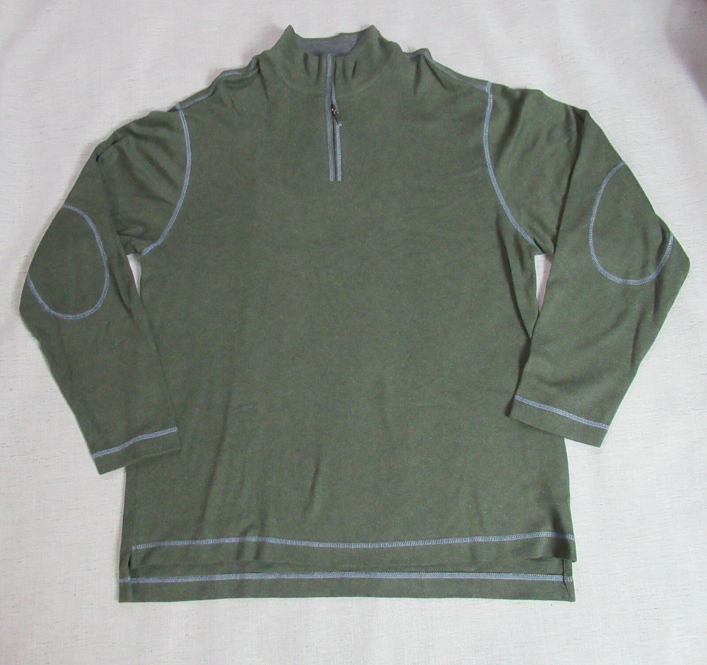 ALEX CANNON SWEATER MENS LARGE GREEN 1/4 ZIP PULLOVER DADCORE OUTDOOR CABINCORE